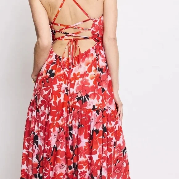 Tiare Hawaii Red Floral Maxi Dress - Picture 2 of 6